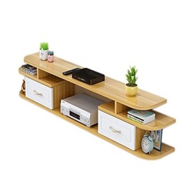 Uvency Console Multimédia Murale Meuble Tv Flottant Étagère de Rangement Hutch Console de Divertissement Étagère de Rangement