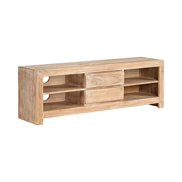 Camerina Meuble TV Bois dacacia Massif 120 x 30 x 40 cm Marron Clair,Meuble TV,Table Basse Couleurs,Table Basse Salon Meuble