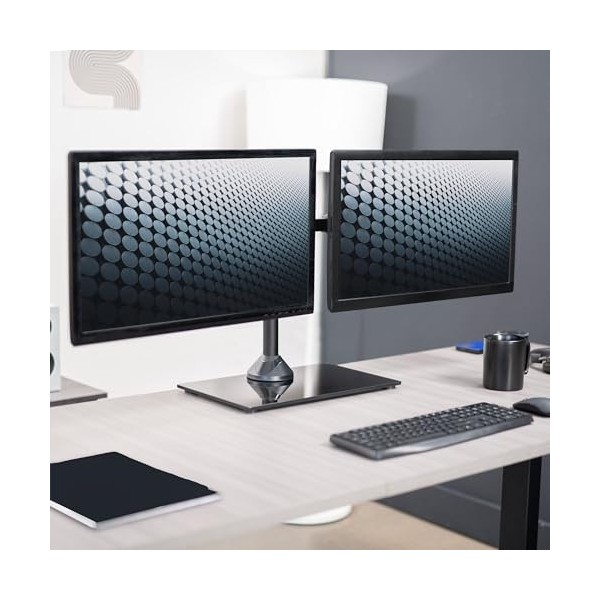 VIVO STAND-V002FG Support Autonome pour Deux écrans avec Base en Verre élégante et Bras réglables, Peut Supporter 2 écrans ju