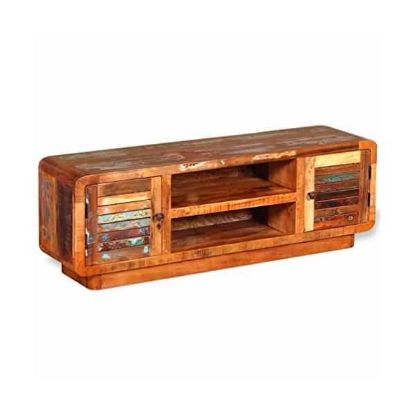 BIGTO Meuble TV en bois recyclé massif pour salon