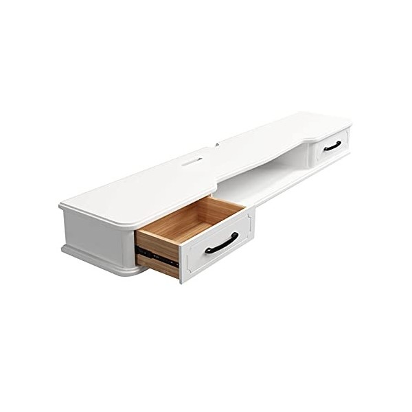 EsEntL Meuble TV en Bois Massif 110/130 cm, Console multimédia Murale, étagère Flottante pour Meuble TV, Espace Libre Couleu
