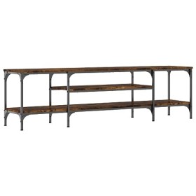 vidaXL Meuble TV chêne fumé 161x35x45 cm Bois dingénierie et Fer