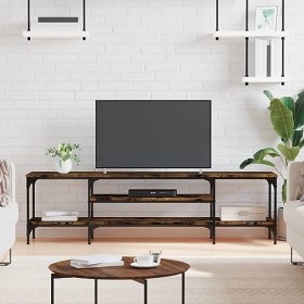 vidaXL Meuble TV chêne fumé 161x35x45 cm Bois dingénierie et Fer