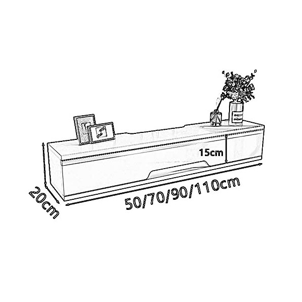 EsEntL Unité de Rangement TV Murale, Meuble TV Flottant en Bois Massif Mat, pour boîtes de câbles de Bureau à Domicile, route