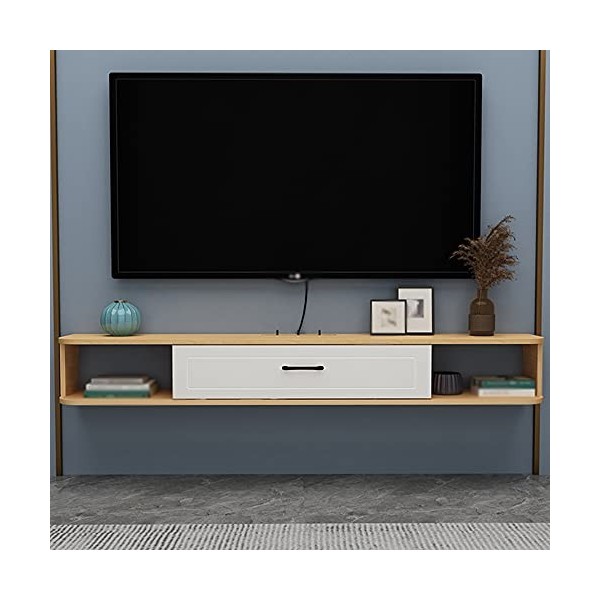 EsEntL Meuble TV Flottant, étagère TV Murale en Bois avec charnière de Porte en Acier Inoxydable, Convient pour Le Salon/A / 