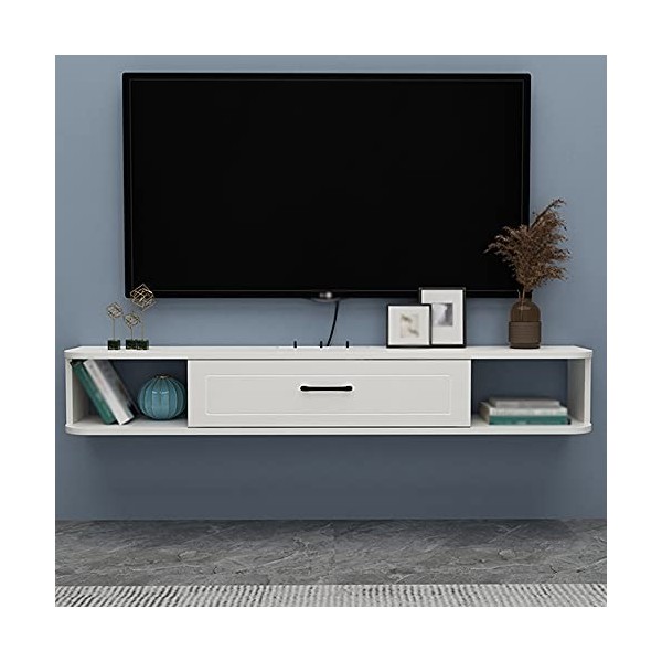 EsEntL Meuble TV Flottant, étagère TV Murale en Bois avec charnière de Porte en Acier Inoxydable, Convient pour Le Salon/A / 