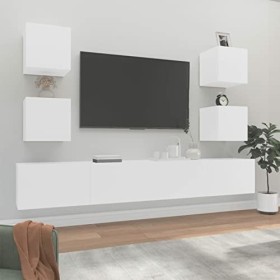 Camerina Ensemble de Meubles TV 6 pcs Blanc Bois dingénierie,Table Basse Salon Meuble TV,Meuble TV,Table Basse Couleurs