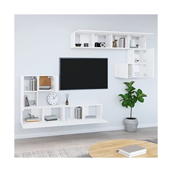 Générique Meuble TV Mural Blanc Bois dingénierie,81 KG,3114582, Meubles, Meubles TV