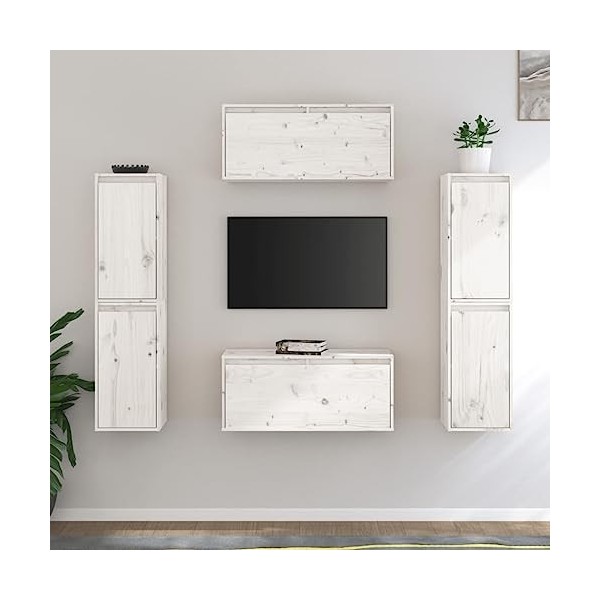 Générique Meubles TV 6 pcs Blanc Bois Massif de pin,40.68 KG,3100265, Meubles, Meubles TV
