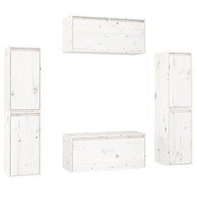 Générique Meubles TV 6 pcs Blanc Bois Massif de pin,40.68 KG,3100265, Meubles, Meubles TV