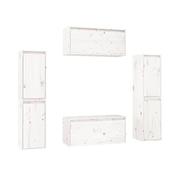 Générique Meubles TV 6 pcs Blanc Bois Massif de pin,40.68 KG,3100265, Meubles, Meubles TV