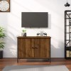 Higsose Meuble TV avec Portes Chêne Marron 60x35x45cm Bois dingénierie Meuble de Multimédia avec Pieds en Métal Meuble de Ch
