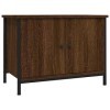 Higsose Meuble TV avec Portes Chêne Marron 60x35x45cm Bois dingénierie Meuble de Multimédia avec Pieds en Métal Meuble de Ch