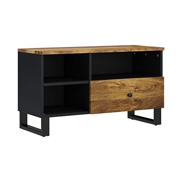 Meuble TV 80 x 33 x 46 cm en bois massif de manguier et bois dingénierie
