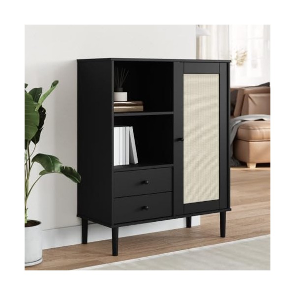 AUVYI Meuble TV aspect rotin - Blanc - 112 x 40 x 80 cm - Meuble TV - Armoire de salle de bain - Étagère à chaussures étroite