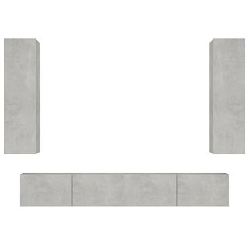 Camerina Ensemble de Meubles TV 4 pcs Gris béton Bois dingénierie,Meuble TV,Table Basse Salon Meuble TV,Table Basse LED Coul