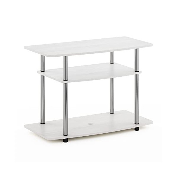 Furinno Econ No Tools Meuble 3 étages pour TV jusquà 32", Bois, Americano, Stainless Steel Tubes, dingénierie