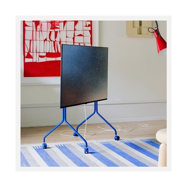 Pedestal Moon Rollin Meuble TV sur roulettes Noir | Support Tele pour Les Ecrans de 40 à 70 Pouces | Pied TV au Design Dan