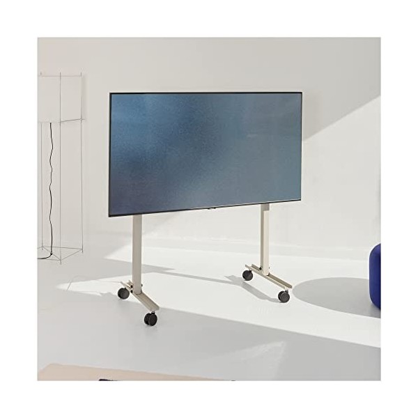 Pedestal Straight Rollin Meuble TV sur roulettes Noir | Support Tele pour Les Ecrans de 40 à 70 Pouces | Pied TV au Design