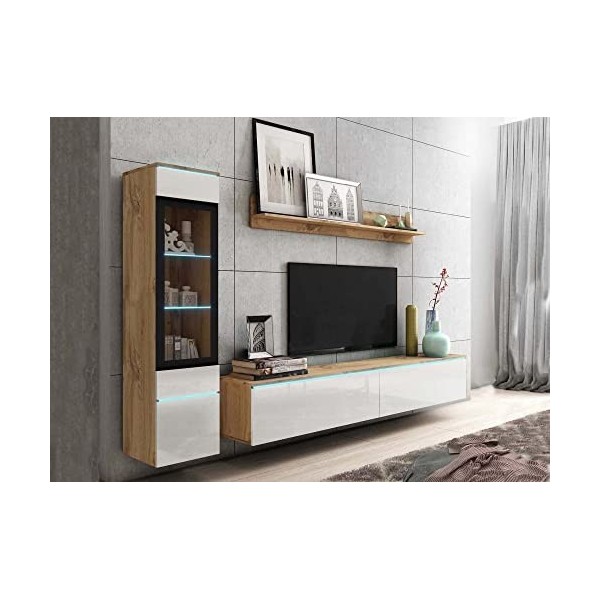 DECO IN PARIS Meuble TV Contemporain laqué avec LED - Veronica