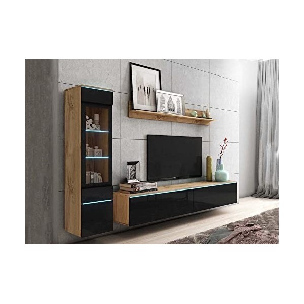 DECO IN PARIS Meuble TV Contemporain laqué avec LED - Veronica