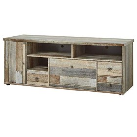 Stella Trading Bonanza Meuble TV Vintage Effet Bois Flottant, Driftwood NB, Buffet Bas 162 x 61 cm