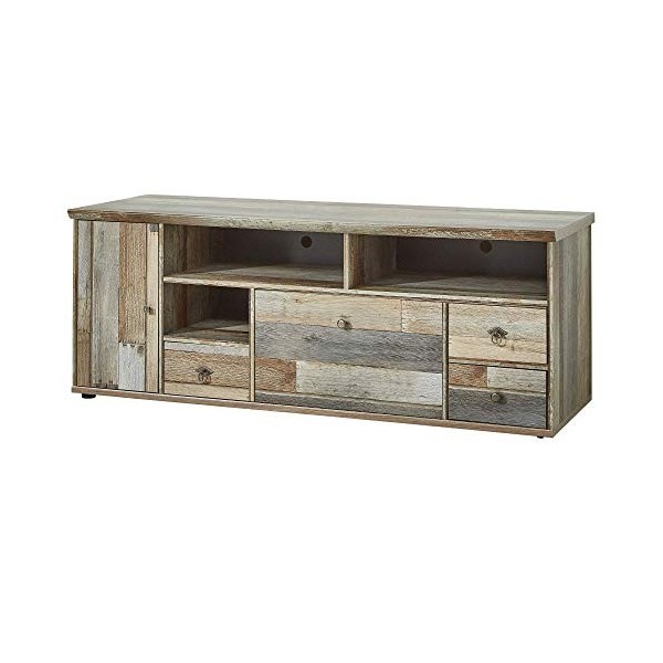Stella Trading Bonanza Meuble TV Vintage Effet Bois Flottant, Driftwood NB, Buffet Bas 162 x 61 cm