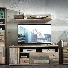 Stella Trading Bonanza Meuble TV Vintage Effet Bois Flottant, Driftwood NB, Buffet Bas 162 x 61 cm