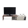 TemaHome Move Tv Table, Noyer placage, Blanc, 203/110 x 35 x 32 cm