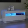 vidaXL Meuble TV avec Lumières LED Armoire Basse Centre de Divertissement Meuble Stéréo Salon Salle de Séjour Intérieur Blanc