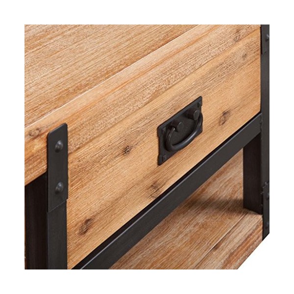 Festnight Meuble TV Industriel, Meuble TV ledMeuble TV Bois dacacia Massif avec Un tiroir pour Salon