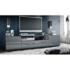Vladon Buffet Bas Mogan, Meuble TV avec 2 Portes, 1 clapet et 1 Compartiment Ouvert, Noir Mat/Gris Haute Brillance 181 x 39
