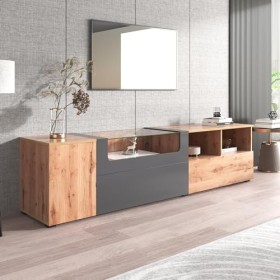 kubeier Meuble TV Lowboard Meuble TV Meuble TV de 190 cm de Long pour Salon Design Industriel avec lumières LED à Couleur Cha