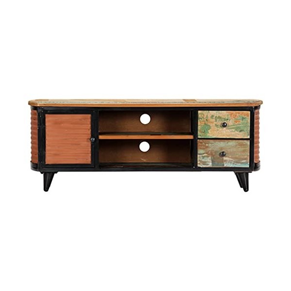 Meuble TV avec 2 tiroirs | Style Classique | Rangement matériel télé Audio Video Gaming | 120x30x45cm Multicolore