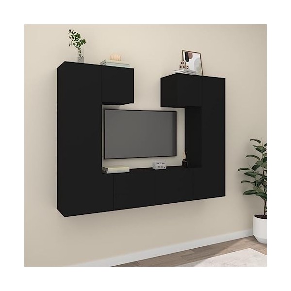 BaraSh Ensemble de Meubles TV 6 pcs Noir Bois dingénierie Meuble TV,Table TV,Ensemble Meuble TV