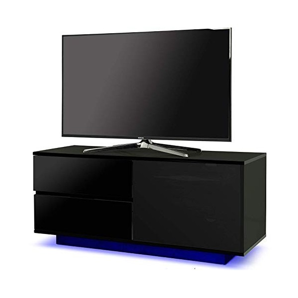 Centurion Supports Gallus Ultra Meuble TV Beam-Thru avec 2 tiroirs noirs et 3 étagères 32"-55" LED/OLED/LCD avec 16 lumières 
