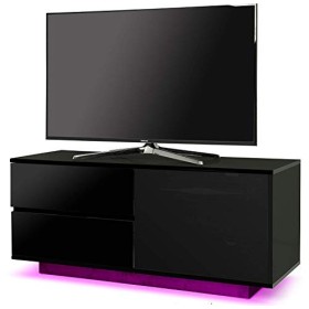 Centurion Supports Gallus Ultra Meuble TV Beam-Thru avec 2 tiroirs noirs et 3 étagères 32"-55" LED/OLED/LCD avec 16 lumières 