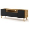 BB Loisir Meuble TV Noir Mat fraisé/chêne Artisan 160 cm LUXI Meuble Hi-FI sideboeard Commode sur Pied