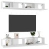 Hotorun Lot de 4 meubles TV pour le salon - 100 x 30 x 30 cm - Matériau du bois - Blanc brillant - Armoire murale tendance - 
