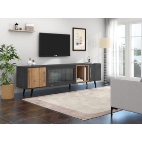 Meuble TV, Meuble Bas pour téléviseurs jusquà 90 Pouces, Meuble TV, Buffet, Meuble Mural avec Pieds et 2 Portes, Verre au Mi