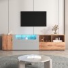 RCBDBSM Meuble TV avec lumières LED à Couleurs changeantes, Meuble TV lowboard, Buffet TV avec Compartiments et Portes et Pla