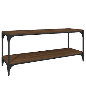 Hovothy Meuble TV Chêne Marron 100x33x41 cm Bois dingénierie et Acier Style Industriel Armoire de Chambre Décoration Intérie