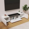 RCBDBSM Meuble TV, Meuble Bas avec Trois Portes et Espace de Rangement Unique en Noir Brillant, Design Intemporel en Blocs de