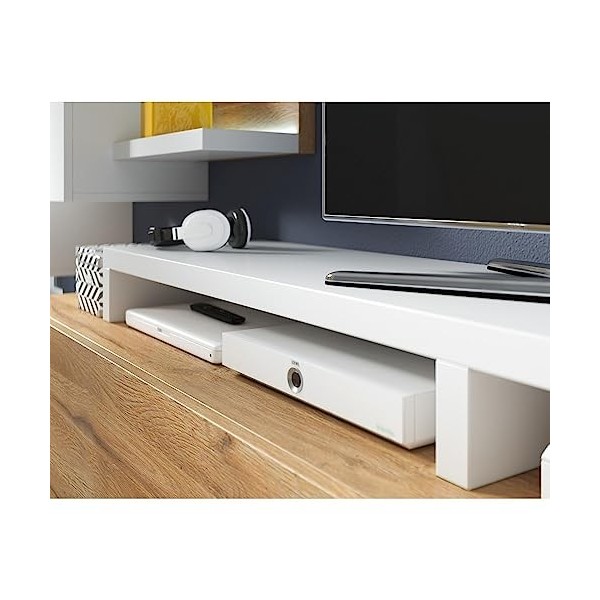 PRICE FACTORY just for you Meuble TV 220cm Collection BERGAME. Coloris chêne et Blanc.