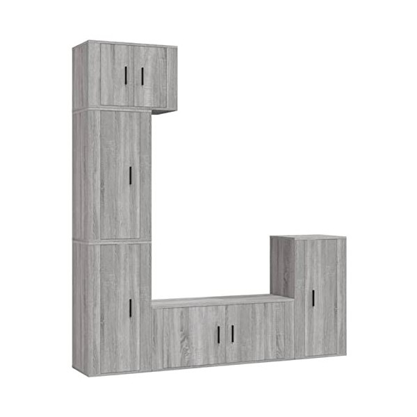 LAPOOH Ensemble de Meubles TV 5 pcs Sonoma Gris Bois dingénierie,Meuble Haut Salon,Meuble dangle TV,Meuble TV Étagère