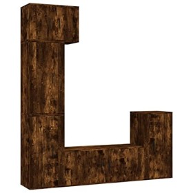 LAPOOH Ensemble de Meubles TV 5 pcs Chêne fumé Bois dingénierie,Meuble Bas Salon,Meubles De Salon TV,Meuble TV Longueur