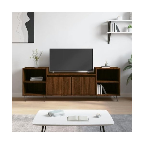 Meuble TV Chêne Marron 160x35x55 cm Bois dingénierie
