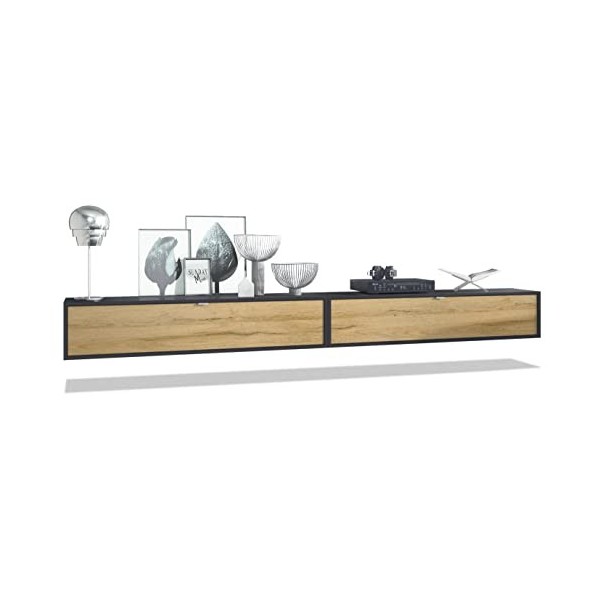 Vladon Ensemble de 2 Set Meuble TV Lana 140, lowboards de 140 x 29 x 37 cm chacun avec Beaucoup despace de Rangement, Caisso