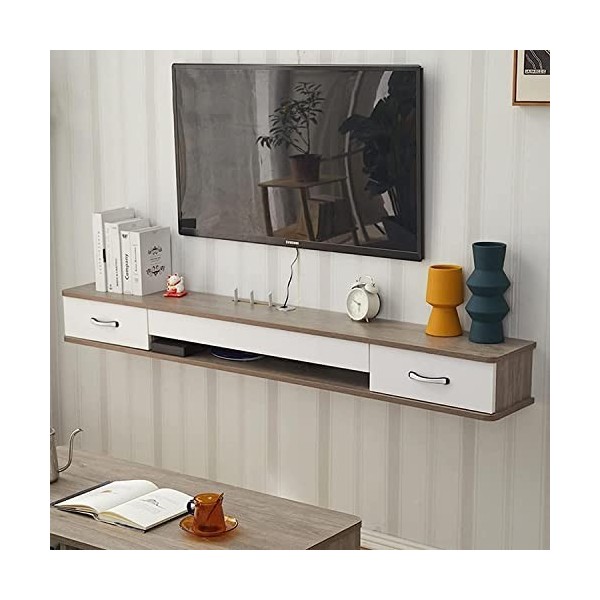 MABIBI Meuble TV mural flottant à fixation murale – Meuble TV en bois à suspendre, étagère TV flottante de 99,3/119,2/140,2/1