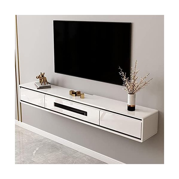 MABIBI Meuble TV mural flottant à fixation murale, console multimédia, meuble de divertissement, avec étagère de rangement/ét